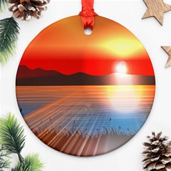 Sunset Water River Sea Sunrays Ornament (round) by Mariart