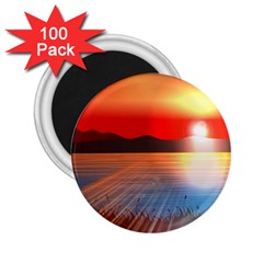 Sunset Water River Sea Sunrays 2 25  Magnets (100 Pack)  by Mariart