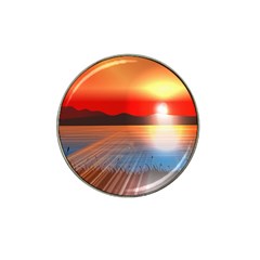 Sunset Water River Sea Sunrays Hat Clip Ball Marker (4 Pack) by Mariart