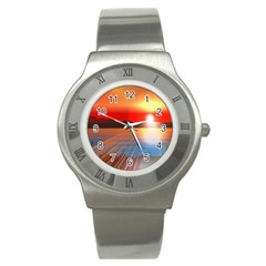 Sunset Water River Sea Sunrays Stainless Steel Watch by Mariart