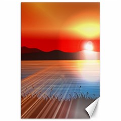 Sunset Water River Sea Sunrays Canvas 20  X 30  by Mariart