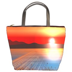 Sunset Water River Sea Sunrays Bucket Bag by Mariart