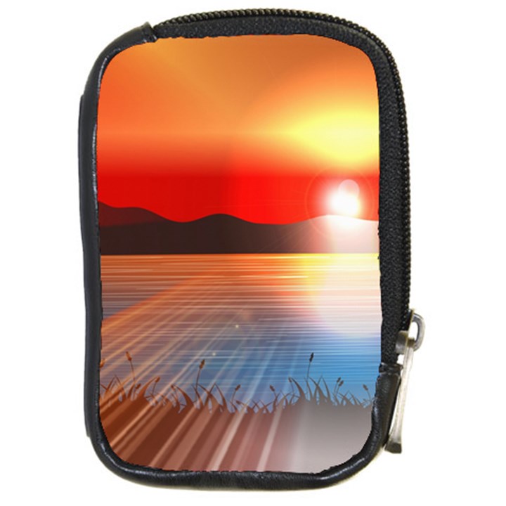 Sunset Water River Sea Sunrays Compact Camera Leather Case