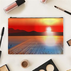 Sunset Water River Sea Sunrays Cosmetic Bag (large)