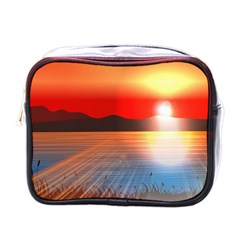 Sunset Water River Sea Sunrays Mini Toiletries Bag (one Side) by Mariart