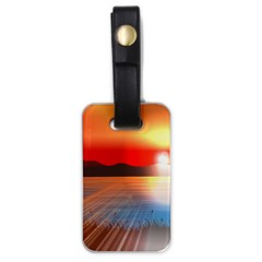 Sunset Water River Sea Sunrays Luggage Tag (one Side) by Mariart