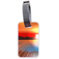 Sunset Water River Sea Sunrays Luggage Tag (two Sides) by Mariart