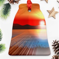 Sunset Water River Sea Sunrays Ornament (bell)