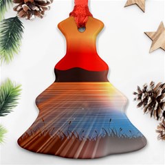 Sunset Water River Sea Sunrays Christmas Tree Ornament (two Sides)