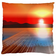 Sunset Water River Sea Sunrays Large Cushion Case (one Side) by Mariart