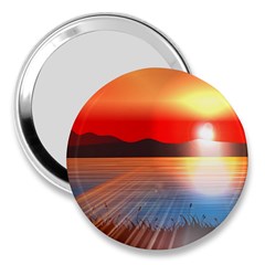 Sunset Water River Sea Sunrays 3  Handbag Mirrors by Mariart