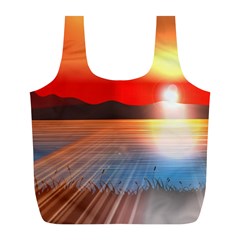 Sunset Water River Sea Sunrays Full Print Recycle Bag (l) by Mariart