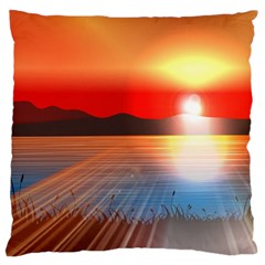 Sunset Water River Sea Sunrays Standard Flano Cushion Case (one Side) by Mariart