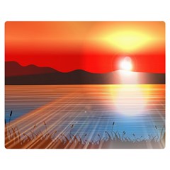 Sunset Water River Sea Sunrays Double Sided Flano Blanket (medium)  by Mariart