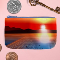 Sunset Water River Sea Sunrays Large Coin Purse by Mariart