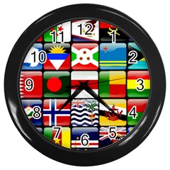 National Flags 1 Wall Clock (black) by ArtworkByPatrick