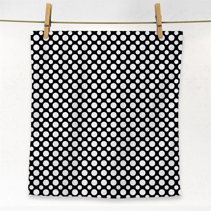 Dot Dots Dotted 2 Black Black Face Towel