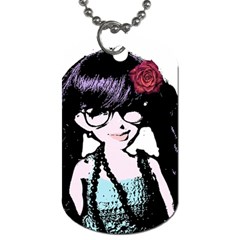 Girl With Flower Dog Tag (One Side)