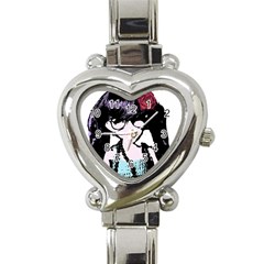 Girl With Flower Heart Italian Charm Watch