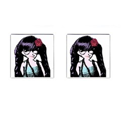 Girl With Flower Cufflinks (Square)