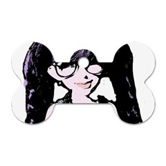 Girl With Flower Dog Tag Bone (One Side)