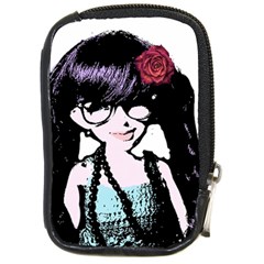 Girl With Flower Compact Camera Leather Case