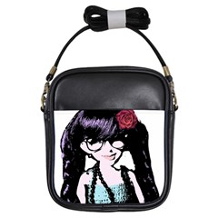 Girl With Flower Girls Sling Bag