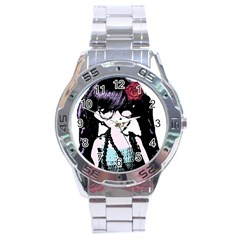 Girl With Flower Stainless Steel Analogue Watch