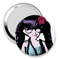 Girl With Flower 3  Handbag Mirrors