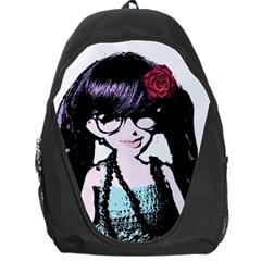 Girl With Flower Backpack Bag