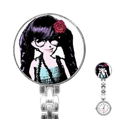 Girl With Flower Stainless Steel Nurses Watch