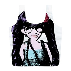 Girl With Flower Full Print Recycle Bag (L)