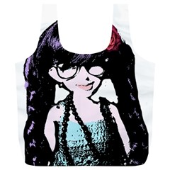 Girl With Flower Full Print Recycle Bag (xl) by snowwhitegirl