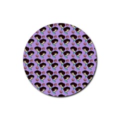 Redhead Girl Pattern Lilac Rubber Round Coaster (4 Pack)  by snowwhitegirl