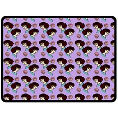 Redhead Girl Pattern Lilac Fleece Blanket (large)  by snowwhitegirl