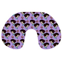 Redhead Girl Pattern Lilac Travel Neck Pillow by snowwhitegirl