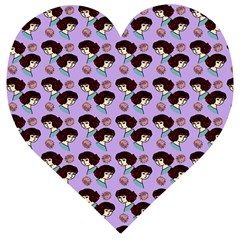 Redhead Girl Pattern Lilac Wooden Puzzle Heart by snowwhitegirl