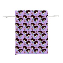 Redhead Girl Pattern Lilac Lightweight Drawstring Pouch (l)