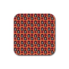 Girl Flower Pattern Apricot Rubber Coaster (square)  by snowwhitegirl