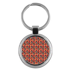 Girl Flower Pattern Apricot Key Chain (round) by snowwhitegirl