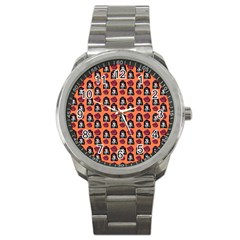 Girl Flower Pattern Apricot Sport Metal Watch by snowwhitegirl