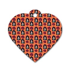 Girl Flower Pattern Apricot Dog Tag Heart (two Sides) by snowwhitegirl