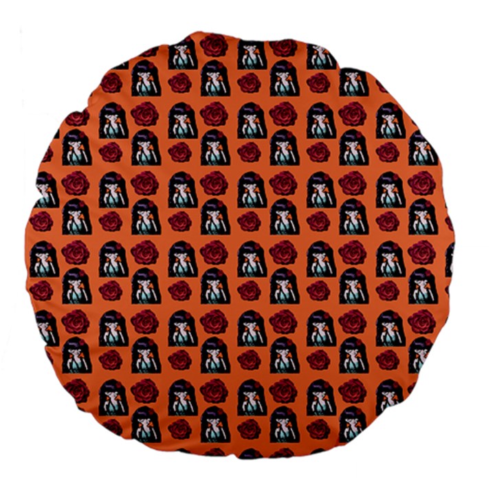 Girl Flower Pattern Apricot Large 18  Premium Flano Round Cushions