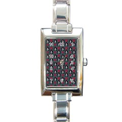 Girl Flower Pattern Grey Rectangle Italian Charm Watch by snowwhitegirl