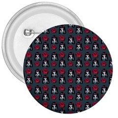 Girl Flower Pattern Grey 3  Buttons