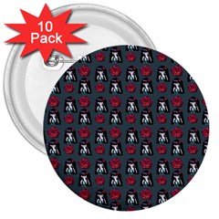 Girl Flower Pattern Grey 3  Buttons (10 pack) 