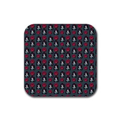 Girl Flower Pattern Grey Rubber Coaster (Square) 