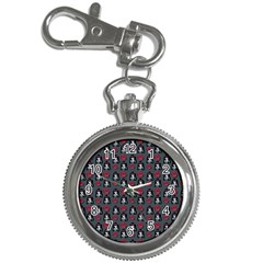 Girl Flower Pattern Grey Key Chain Watches