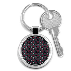 Girl Flower Pattern Grey Key Chain (Round)