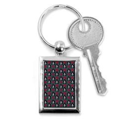 Girl Flower Pattern Grey Key Chain (Rectangle)